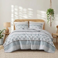 INK+IVY Surya Block Print Cotton 3-pc. Reversible Quilt Set