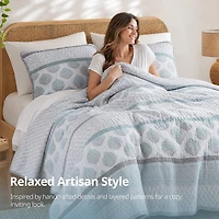 INK+IVY Surya Block Print Cotton 3-pc. Reversible Quilt Set