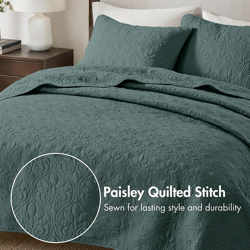 Madison Park Mansfield Antimicrobial Treated Reversible Quilt Set