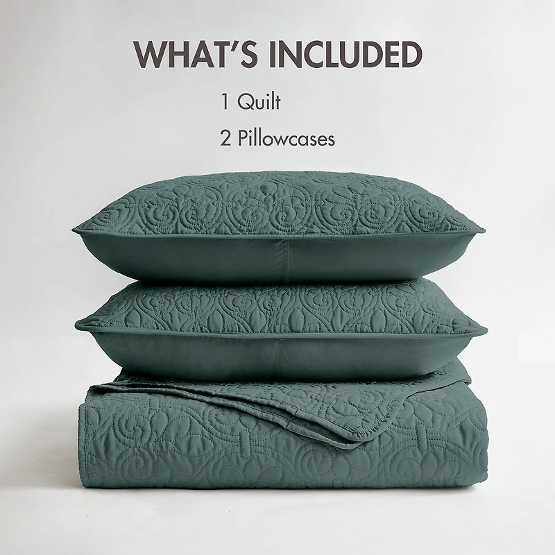 Madison Park Mansfield Antimicrobial Treated Reversible Quilt Set