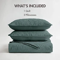 Madison Park Mansfield Antimicrobial Treated Reversible Quilt Set