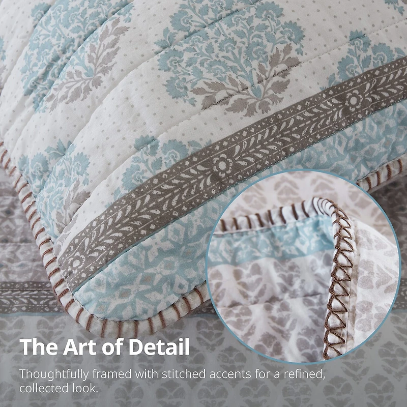 INK+IVY Surya Block Print Cotton 3-pc. Reversible Quilt Set
