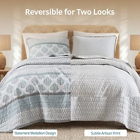INK+IVY Surya Block Print Cotton 3-pc. Reversible Quilt Set