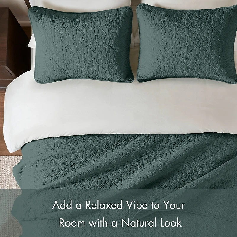 Madison Park Mansfield Antimicrobial Treated Reversible Quilt Set