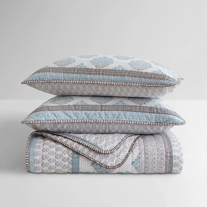 INK+IVY Surya Block Print Cotton 3-pc. Reversible Quilt Set