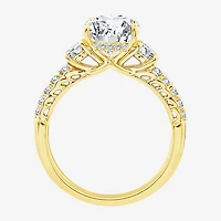(F / Vs2) Womens 3 1/2 CT. T.W Lab Grown White Diamond 10K Gold Oval Side Stone Engagement Ring