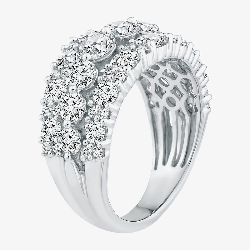 (F / Vs2) Womens 2MM 3 1/2 CT. T.W Lab Grown White Diamond 10K Gold Anniversary Wedding Band