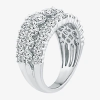 (F / Vs2) Womens 2MM 3 1/2 CT. T.W Lab Grown White Diamond 10K Gold Anniversary Wedding Band