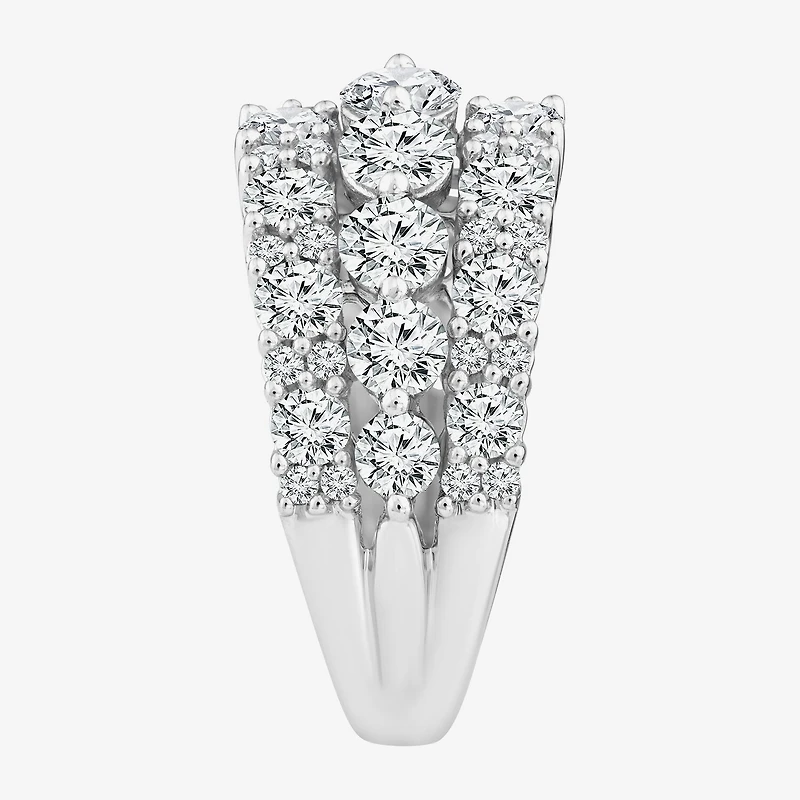 (F / Vs2) Womens 2MM 3 1/2 CT. T.W Lab Grown White Diamond 10K Gold Anniversary Wedding Band