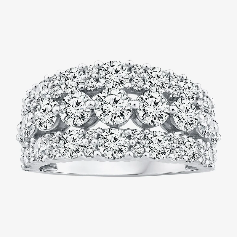 (F / Vs2) Womens 2MM 3 1/2 CT. T.W Lab Grown White Diamond 10K Gold Anniversary Wedding Band