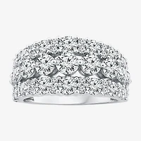 (F / Vs2) Womens 2MM 3 1/2 CT. T.W Lab Grown White Diamond 10K Gold Anniversary Wedding Band