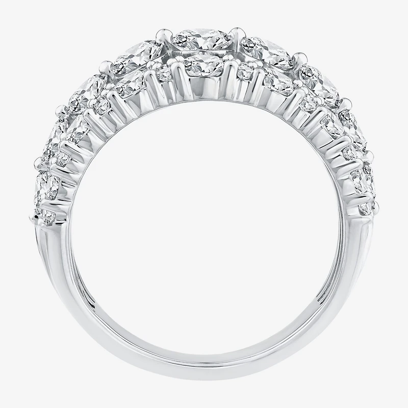 (F / Vs2) Womens 2MM 3 1/2 CT. T.W Lab Grown White Diamond 10K Gold Anniversary Wedding Band