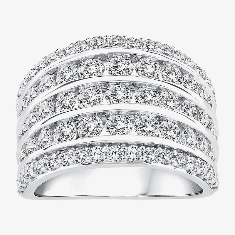 (F / Vs2) Womens 2.5MM 3 CT. T.W. Lab Grown White Diamond 10K Gold Anniversary Wedding Band