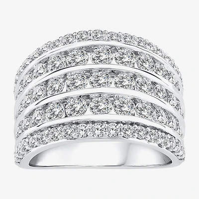 (F / Vs2) Womens 2.5MM 3 CT. T.W. Lab Grown White Diamond 10K Gold Anniversary Wedding Band