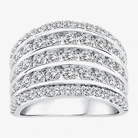 (F / Vs2) Womens 2.5MM 3 CT. T.W. Lab Grown White Diamond 10K Gold Anniversary Wedding Band