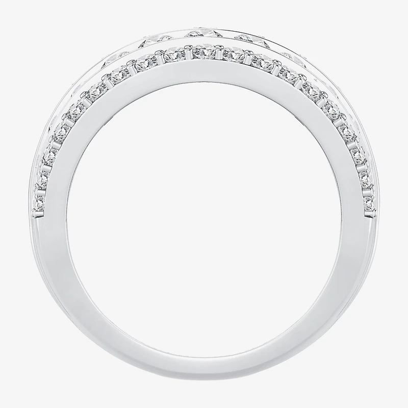 (F / Vs2) Womens 2.5MM 3 CT. T.W. Lab Grown White Diamond 10K Gold Anniversary Wedding Band