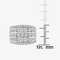 (F / Vs2) Womens 2.5MM 3 CT. T.W. Lab Grown White Diamond 10K Gold Anniversary Wedding Band
