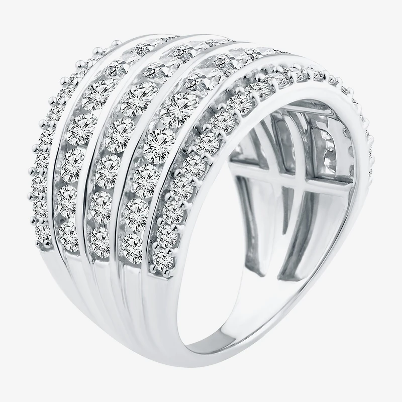 (F / Vs2) Womens 2.5MM 3 CT. T.W. Lab Grown White Diamond 10K Gold Anniversary Wedding Band