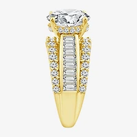(F / Vs2) Womens 6 CT. T.W. Lab Grown White Diamond 14K Gold Round Side Stone Engagement Ring