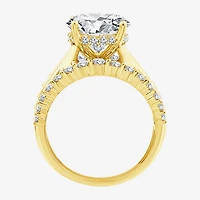 (F / Vs2) Womens 6 CT. T.W. Lab Grown White Diamond 14K Gold Round Side Stone Engagement Ring