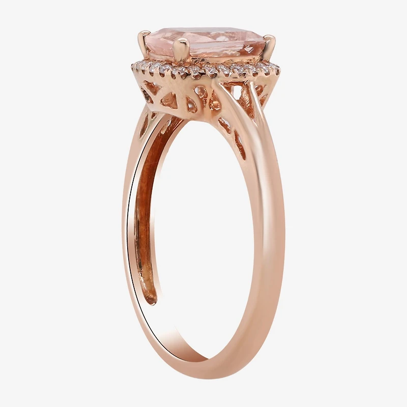 LIMITED QUANTITIES  Genuine Morganite and 1/8 CT. T.W. Diamond Rose Gold Ring
