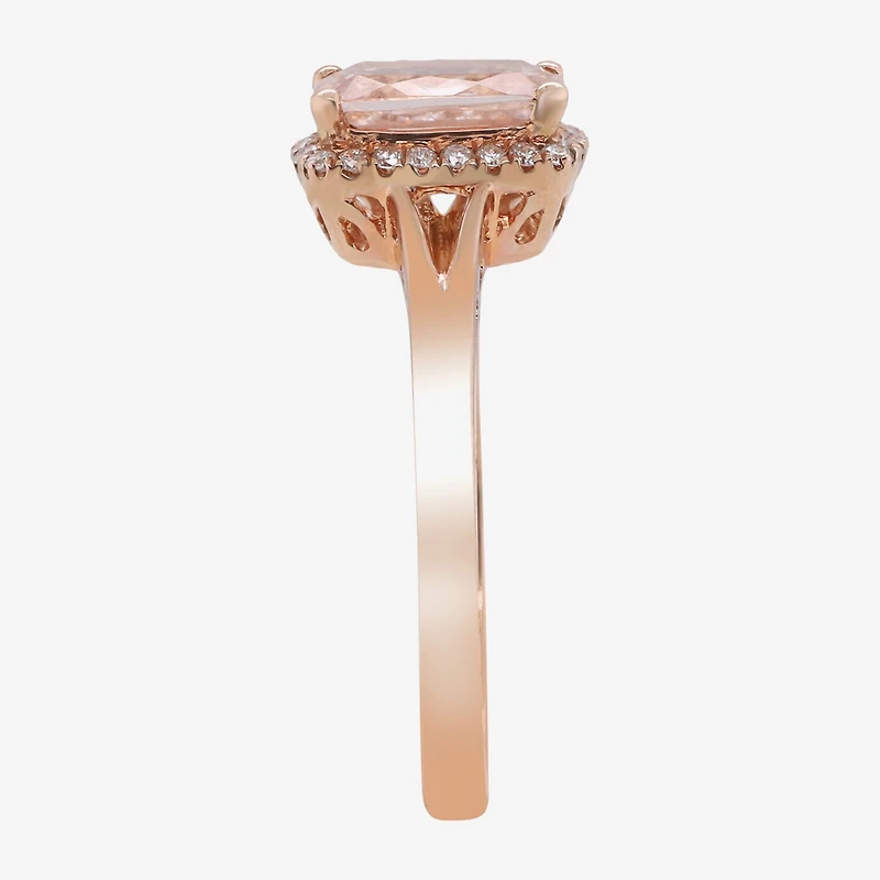 LIMITED QUANTITIES  Genuine Morganite and 1/8 CT. T.W. Diamond Rose Gold Ring