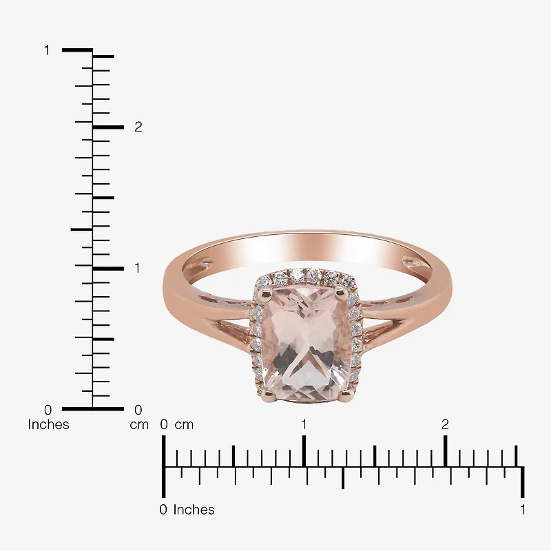 LIMITED QUANTITIES  Genuine Morganite and 1/8 CT. T.W. Diamond Rose Gold Ring