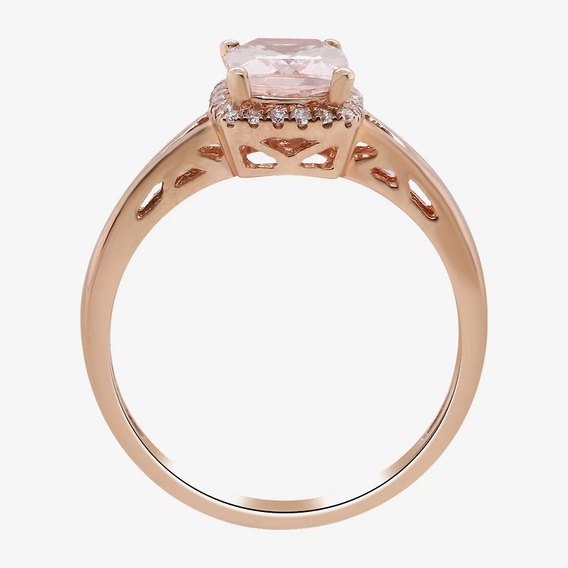 LIMITED QUANTITIES  Genuine Morganite and 1/8 CT. T.W. Diamond Rose Gold Ring