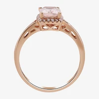 LIMITED QUANTITIES  Genuine Morganite and 1/8 CT. T.W. Diamond Rose Gold Ring