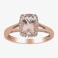 LIMITED QUANTITIES  Genuine Morganite and 1/8 CT. T.W. Diamond Rose Gold Ring