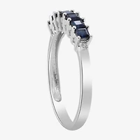 LIMITED QUANTITIES  Genuine Blue Sapphire and Diamond-Accent 14K White Gold Band