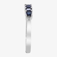 LIMITED QUANTITIES  Genuine Blue Sapphire and Diamond-Accent 14K White Gold Band