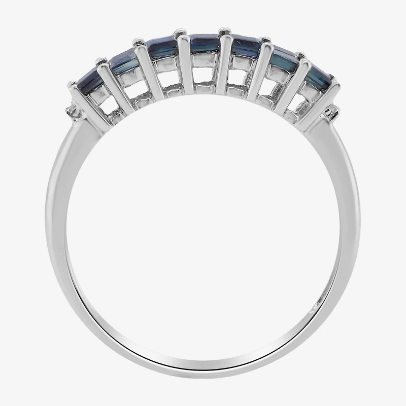 LIMITED QUANTITIES  Genuine Blue Sapphire and Diamond-Accent 14K White Gold Band