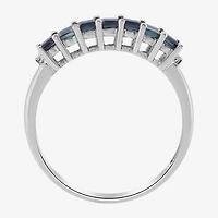 LIMITED QUANTITIES  Genuine Blue Sapphire and Diamond-Accent 14K White Gold Band
