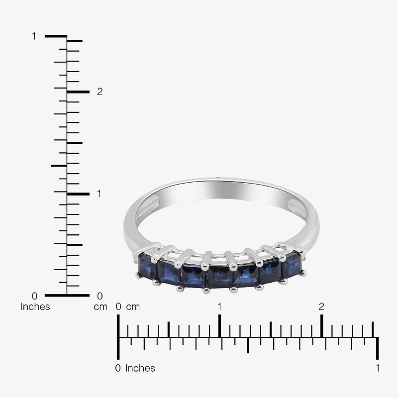 LIMITED QUANTITIES  Genuine Blue Sapphire and Diamond-Accent 14K White Gold Band