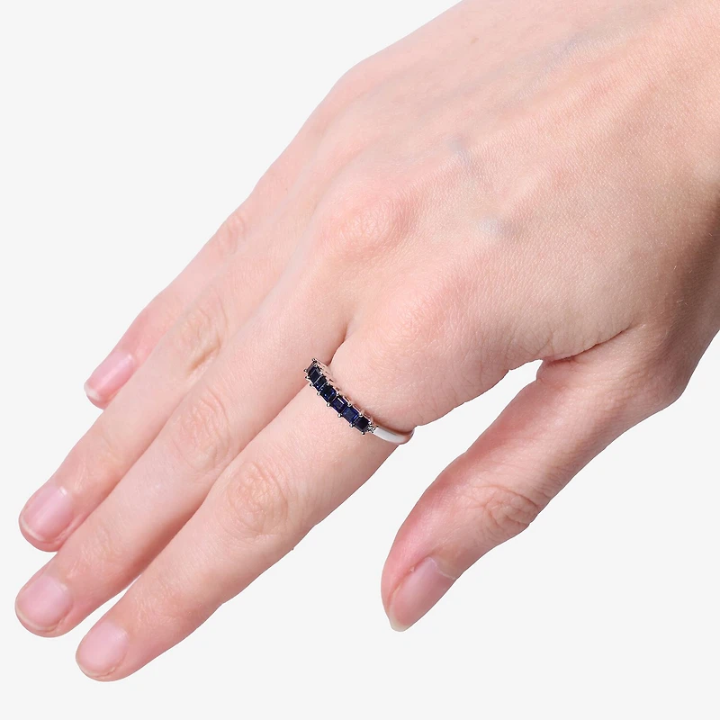 LIMITED QUANTITIES  Genuine Blue Sapphire and Diamond-Accent 14K White Gold Band