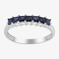 LIMITED QUANTITIES  Genuine Blue Sapphire and Diamond-Accent 14K White Gold Band
