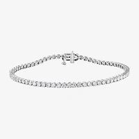 (F / Si2) Womens 3 CT. T.W. Lab Grown White Diamond 10K Gold 7.25 Inch Tennis Bracelet