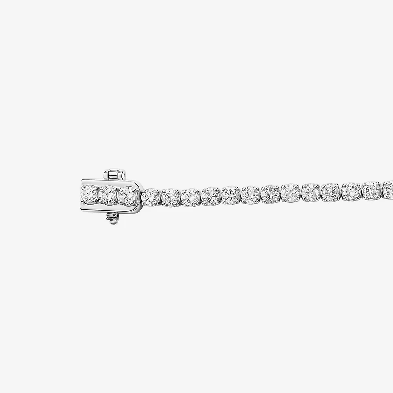 (F / Si2) Womens 3 CT. T.W. Lab Grown White Diamond 10K Gold 7.25 Inch Tennis Bracelet