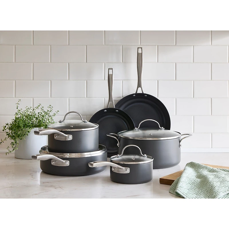 Cooks Hard Anodized Titanium Ceramic 10-pc. Cookware Set
