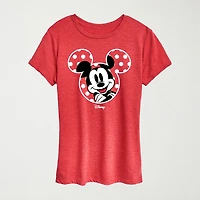 Ears Womens Crew Neck Short Sleeve Regular Fit Mickey Mouse Graphic T-Shirt