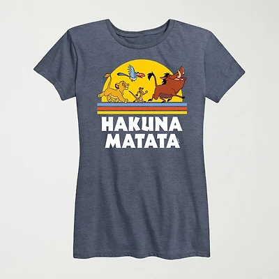 Hakuna Matata Sunset Womens Crew Neck Short Sleeve Regular Fit The Lion King Graphic T-Shirt