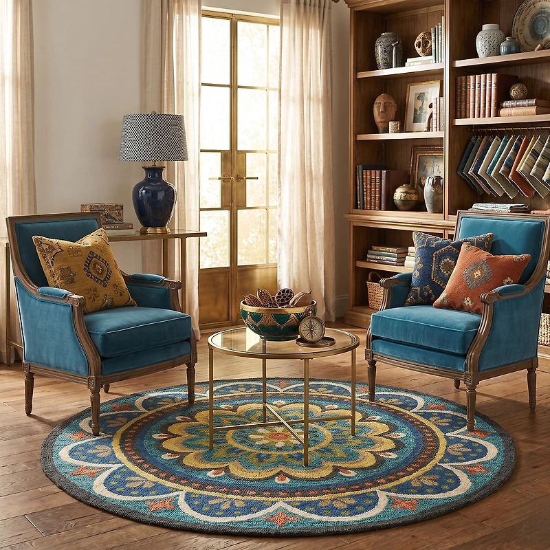 Daisy Ray Floral Hand Tufted Indoor Round Area Rug
