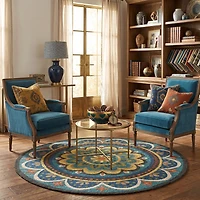 Daisy Ray Floral Hand Tufted Indoor Round Area Rug