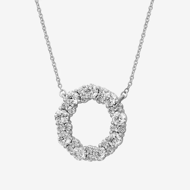 Limited Quantities! Womens 2 CT. T.W. Lab Grown White Diamond Sterling Silver Circle 18 Inch Pendant Necklace