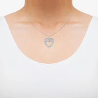 Limited Quantities! Womens 1/2 CT. Natural White Diamond Sterling Silver Heart 18 Inch Pendant Necklace