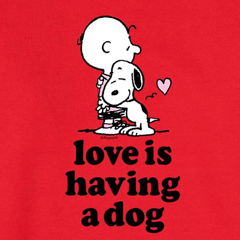 Love Having Dog Mens Crew Neck Long Sleeve Regular Fit Peanuts Snoopy Graphic T-Shirt
