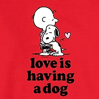 Love Having Dog Mens Crew Neck Long Sleeve Regular Fit Peanuts Snoopy Graphic T-Shirt