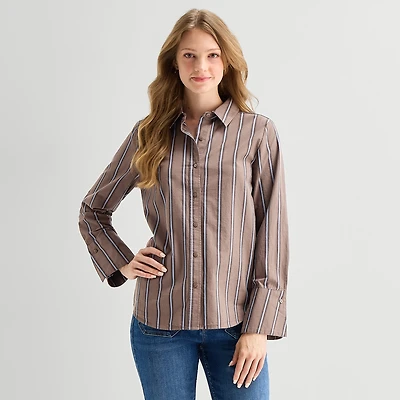 A.N.A Womens Cuffed Long Sleeve Regular Fit Button-Down Shirt