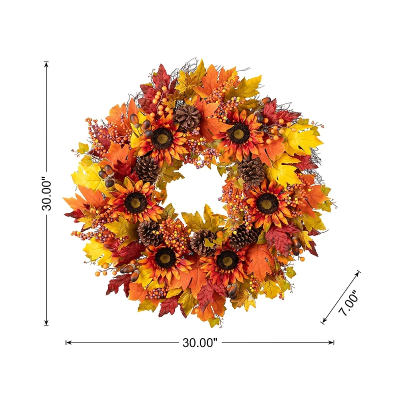Glitzhome 30" Oversized Sunflower Wreath